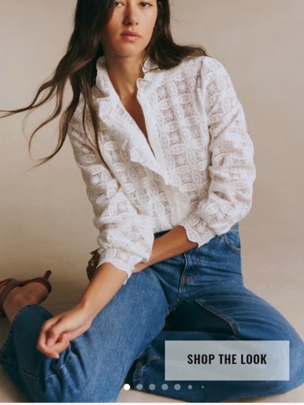 Sézane Chlo Shirt in Ecru Guipure Size 36/ US 4/ small